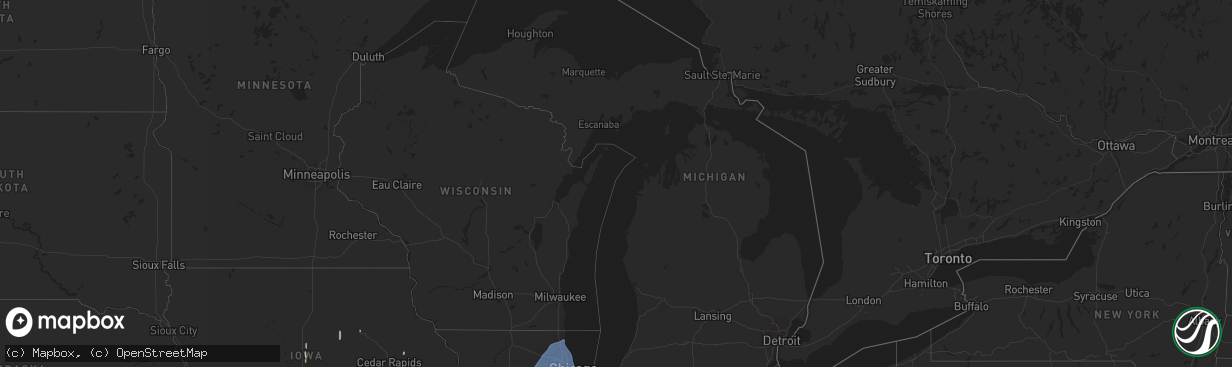 Hail map in Michigan on March 19, 2025