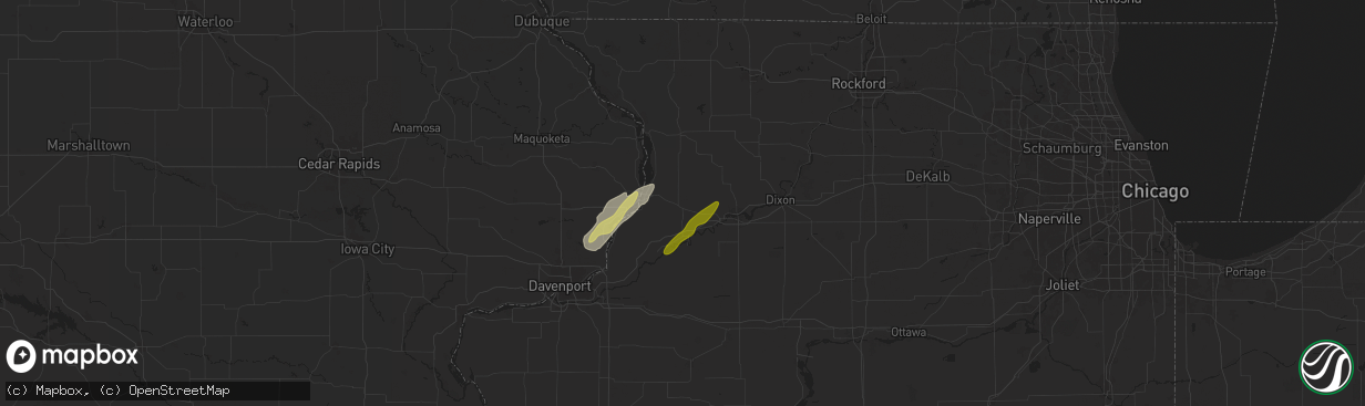 Hail map in Morrison, IL on March 19, 2025