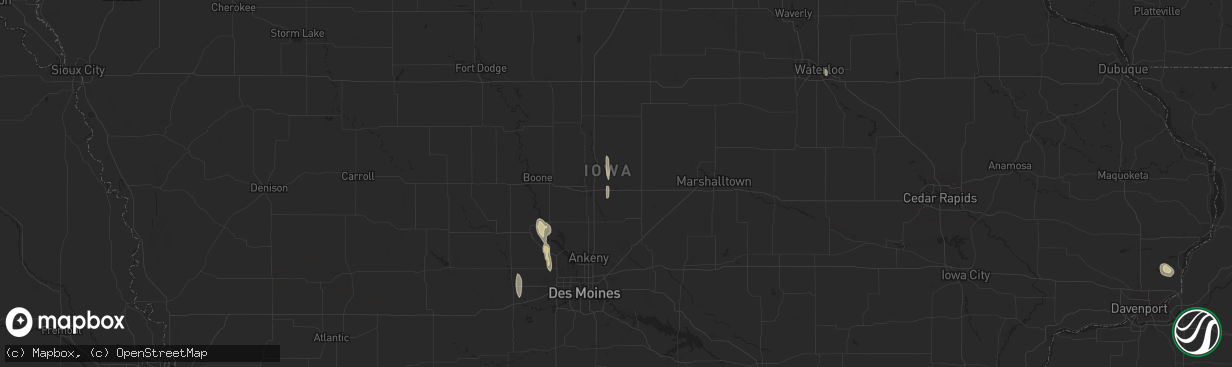 Hail map in Nevada, IA on March 19, 2025