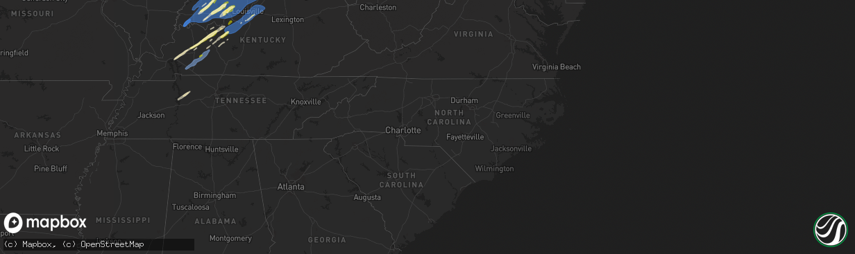 Hail map in North Carolina on March 19, 2025