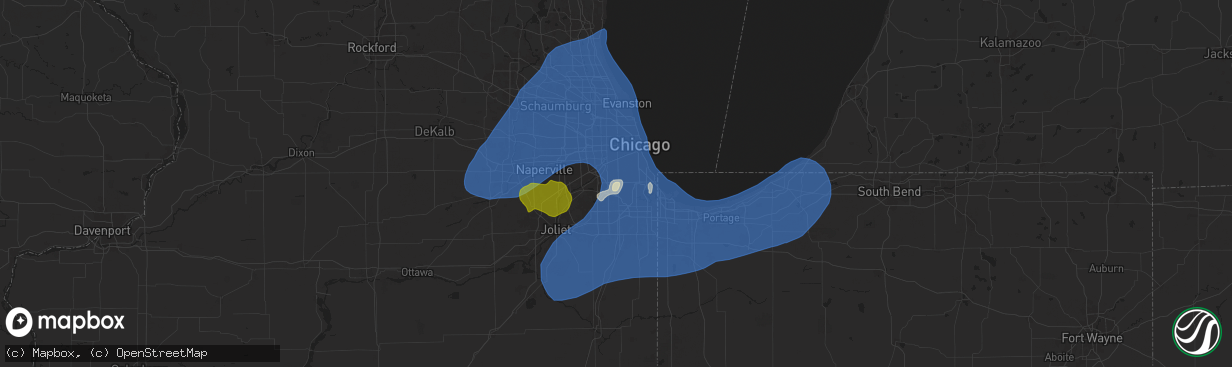 Hail map in Oak Lawn, IL on March 19, 2025