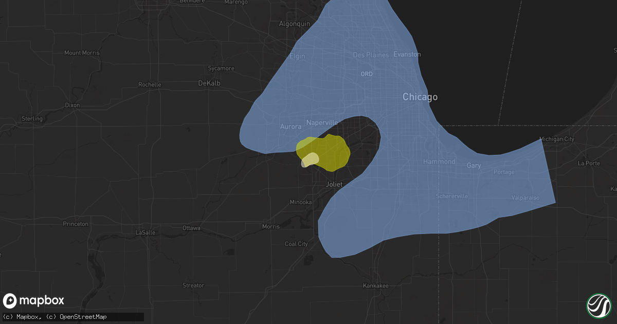 Hail map in Plainfield, IL on March 19, 2025