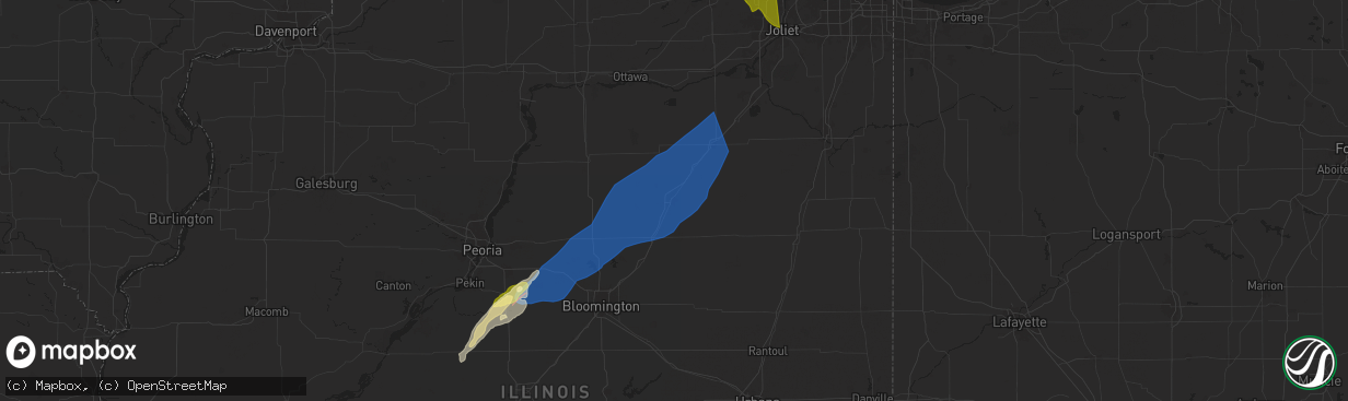 Hail map in Pontiac, IL on March 19, 2025