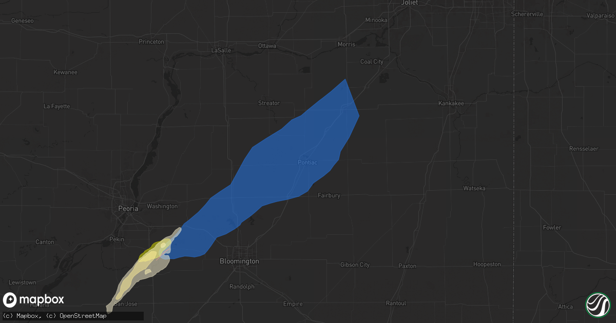 Hail map in Pontiac, IL on March 19, 2025