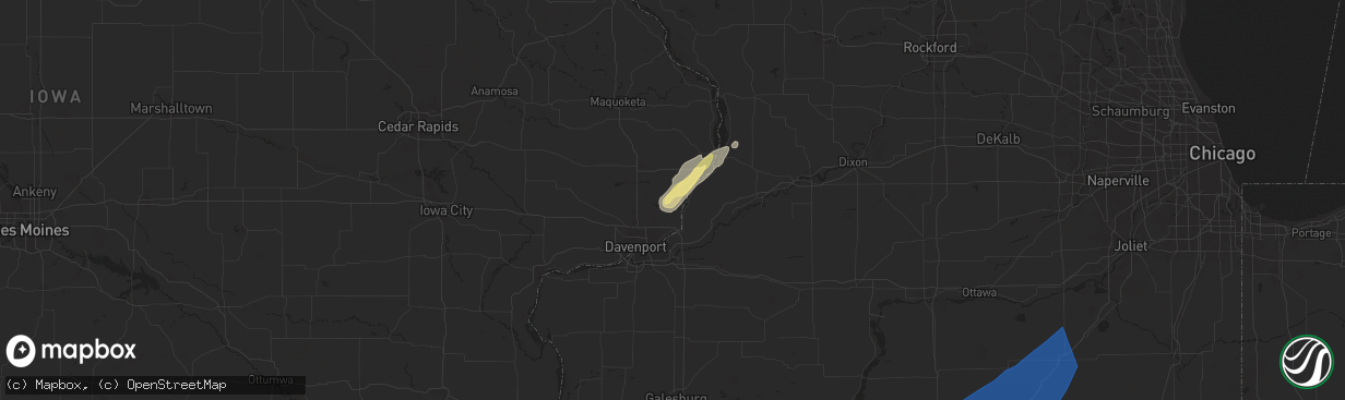 Hail map in Princeton, IA on March 19, 2025