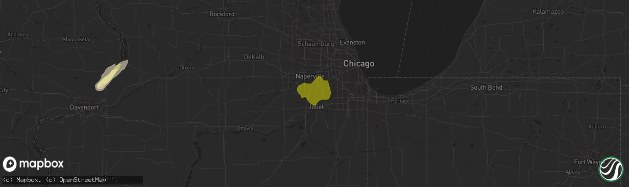 Hail map in Romeoville, IL on March 19, 2025