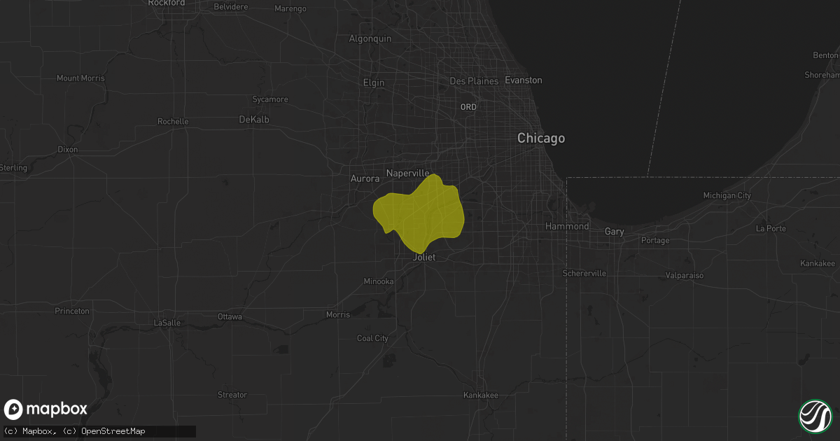 Hail map in Romeoville, IL on March 19, 2025