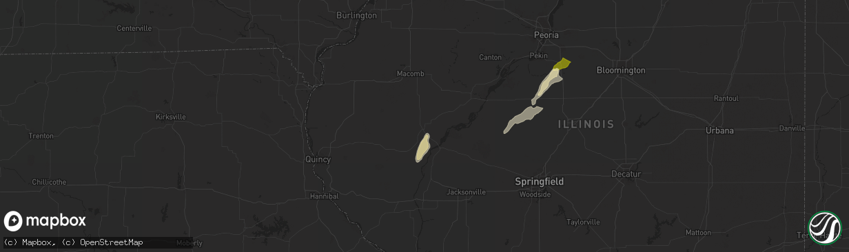 Hail map in Rushville, IL on March 19, 2025