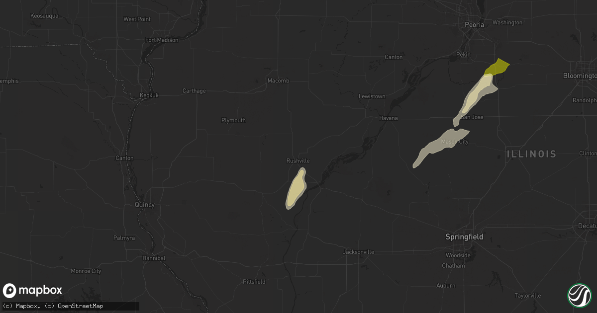 Hail map in Rushville, IL on March 19, 2025