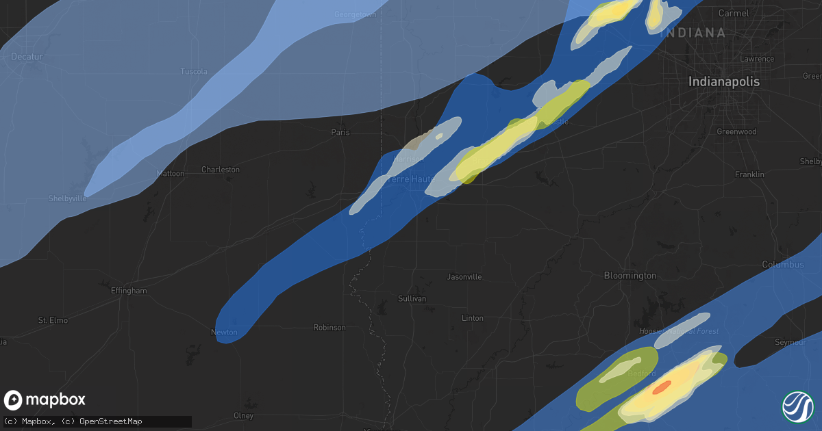 Hail map in Terre Haute, IN on March 19, 2025