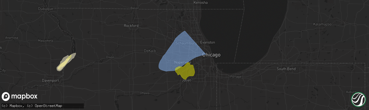 Hail map in Wheaton, IL on March 19, 2025