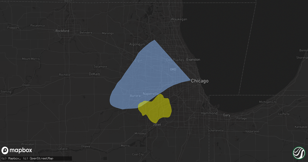 Hail map in Wheaton, IL on March 19, 2025