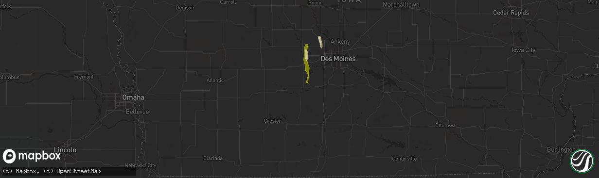 Hail map in Winterset, IA on March 19, 2025