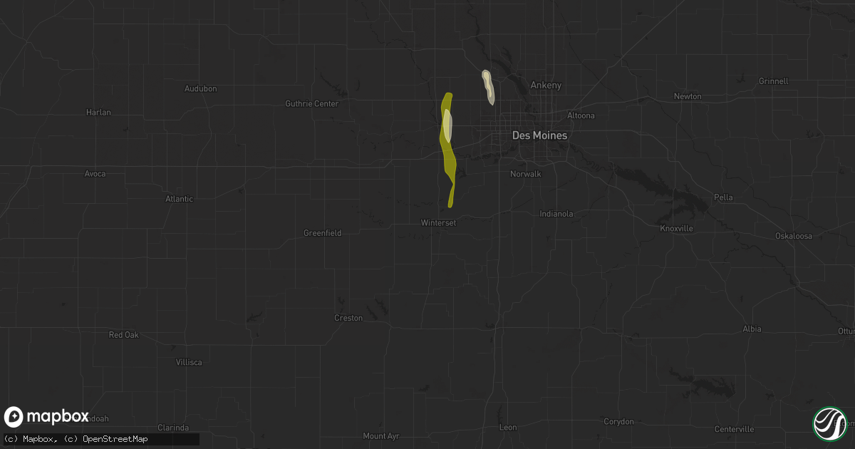 Hail map in Winterset, IA on March 19, 2025