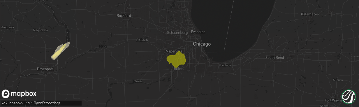 Hail map in Woodridge, IL on March 19, 2025