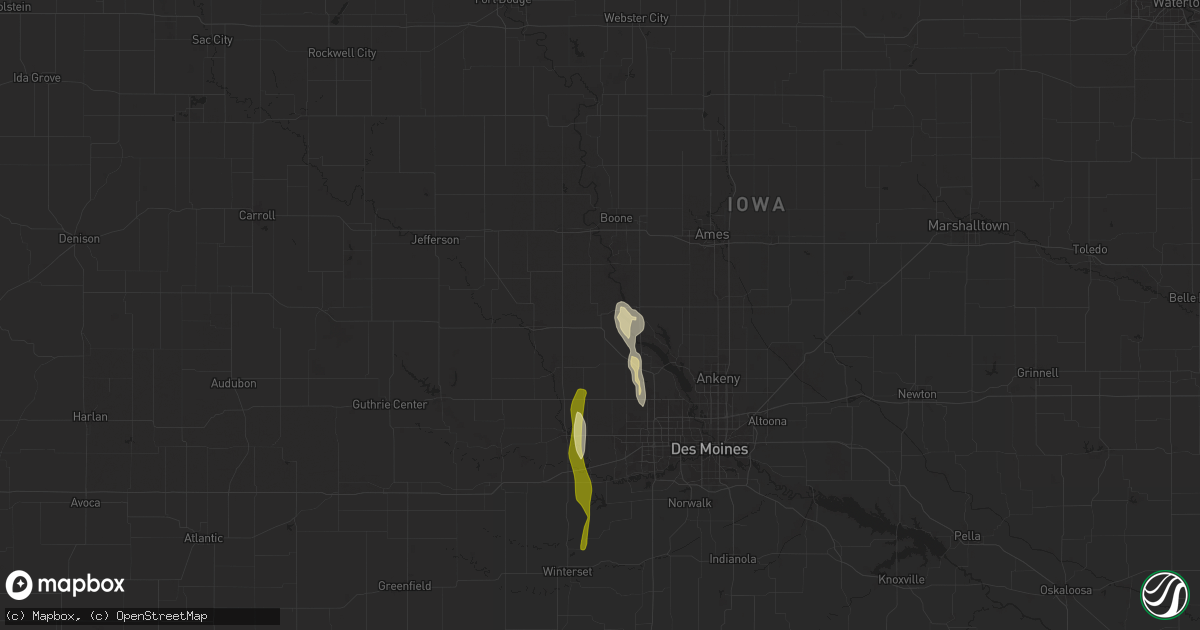 Hail map in Woodward, IA on March 19, 2025