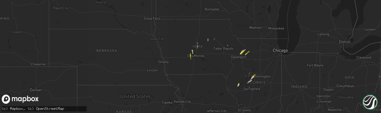 Hail map on March 19, 2025