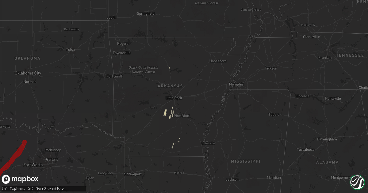 Hail map in Arkansas on March 20, 2012