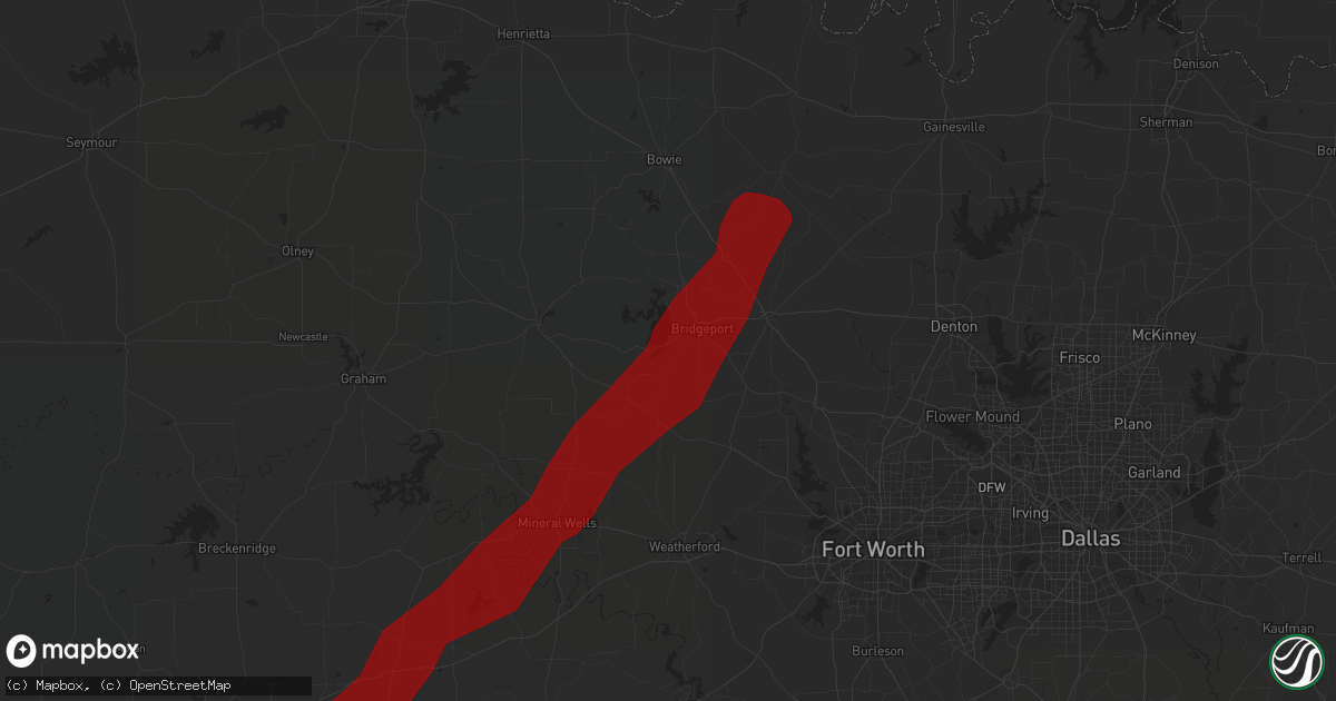 Hail map in Bridgeport, TX on March 20, 2012