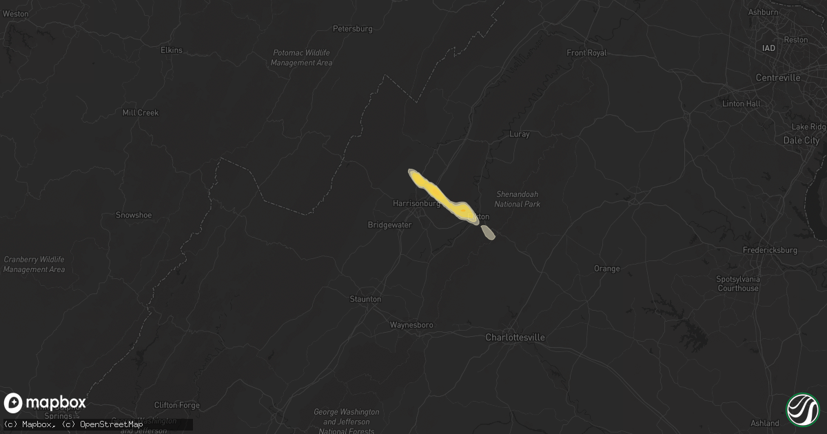 Hail map in Harrisonburg, VA on March 20, 2012