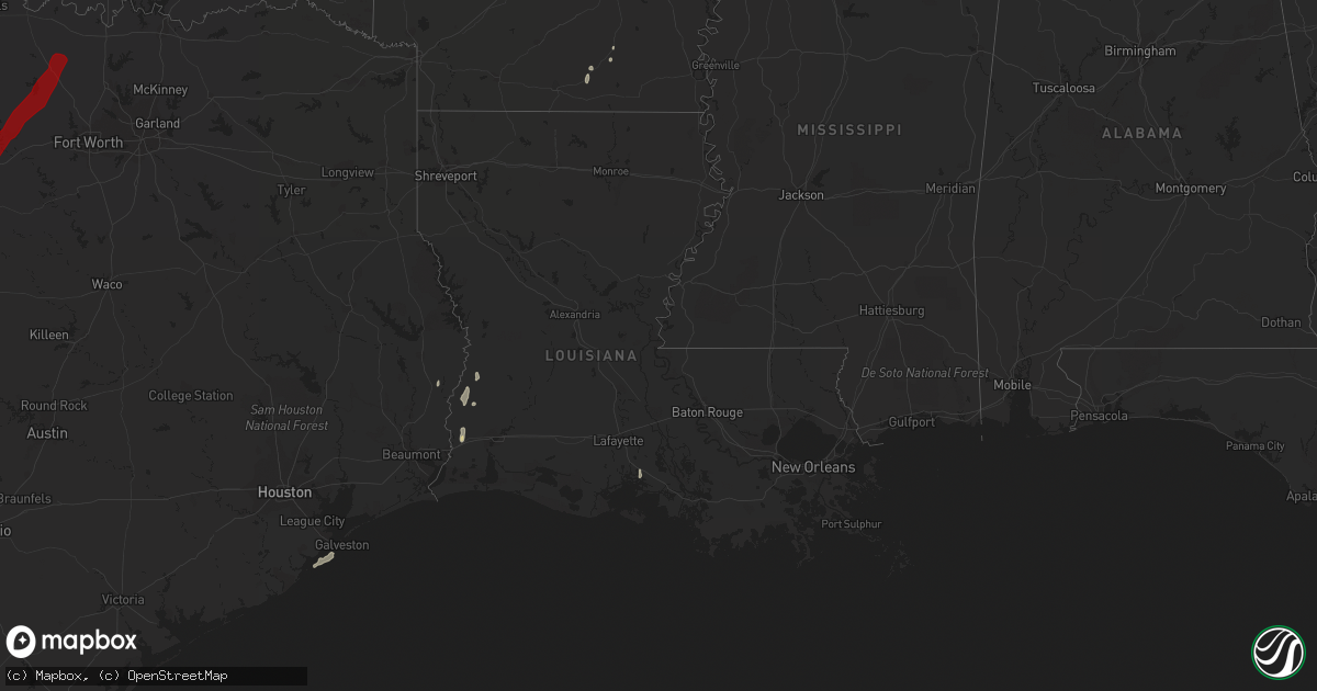 Hail map in Louisiana on March 20, 2012