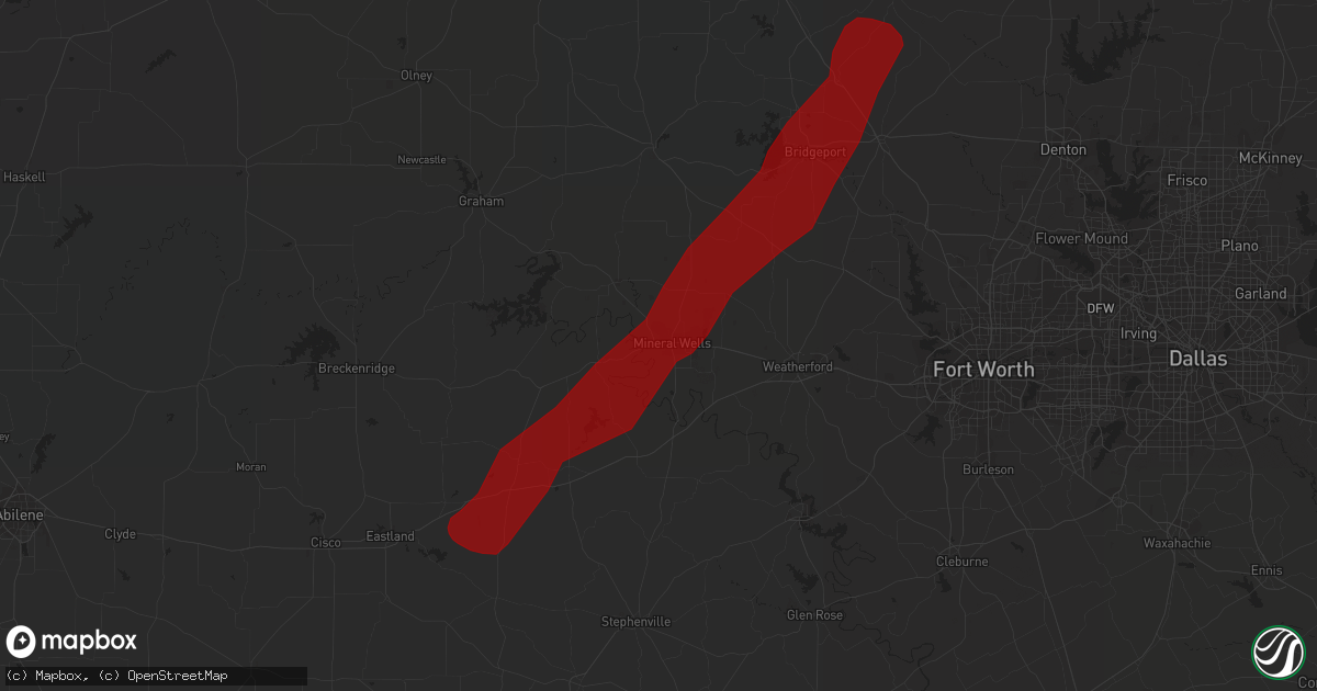 Hail map in Mineral Wells, TX on March 20, 2012