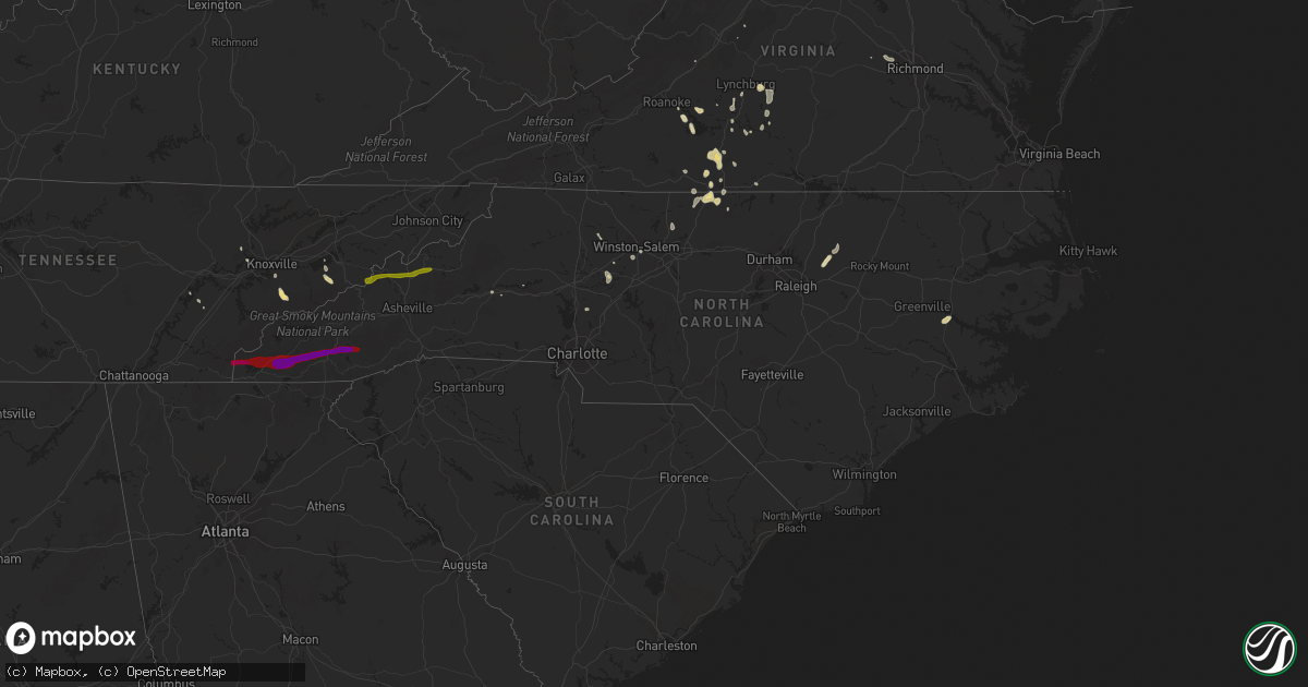 Hail map in North Carolina on March 20, 2012