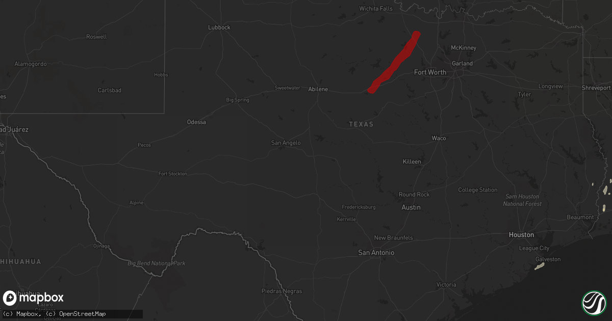 Hail map in Texas on March 20, 2012