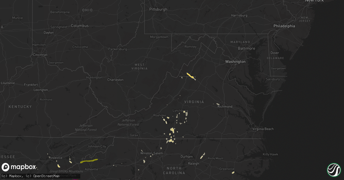 Hail map in Virginia on March 20, 2012