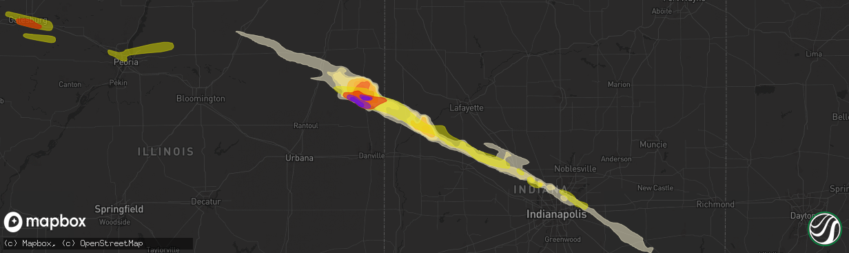 Hail map in Attica, IN on March 20, 2017