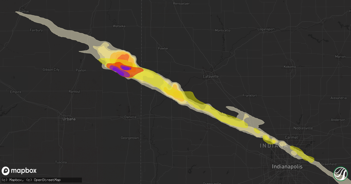 Hail map in Attica, IN on March 20, 2017