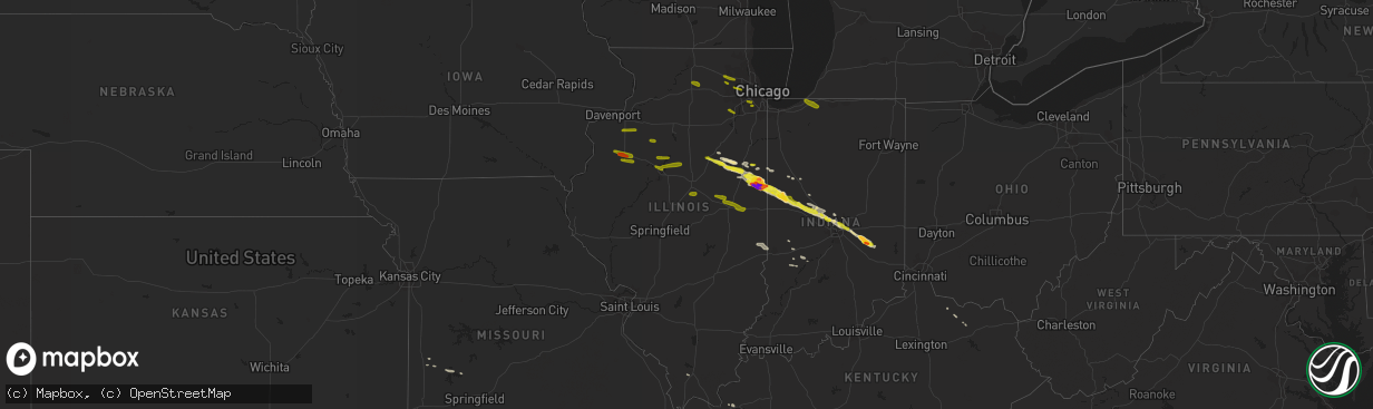 Hail map in Illinois on March 20, 2017