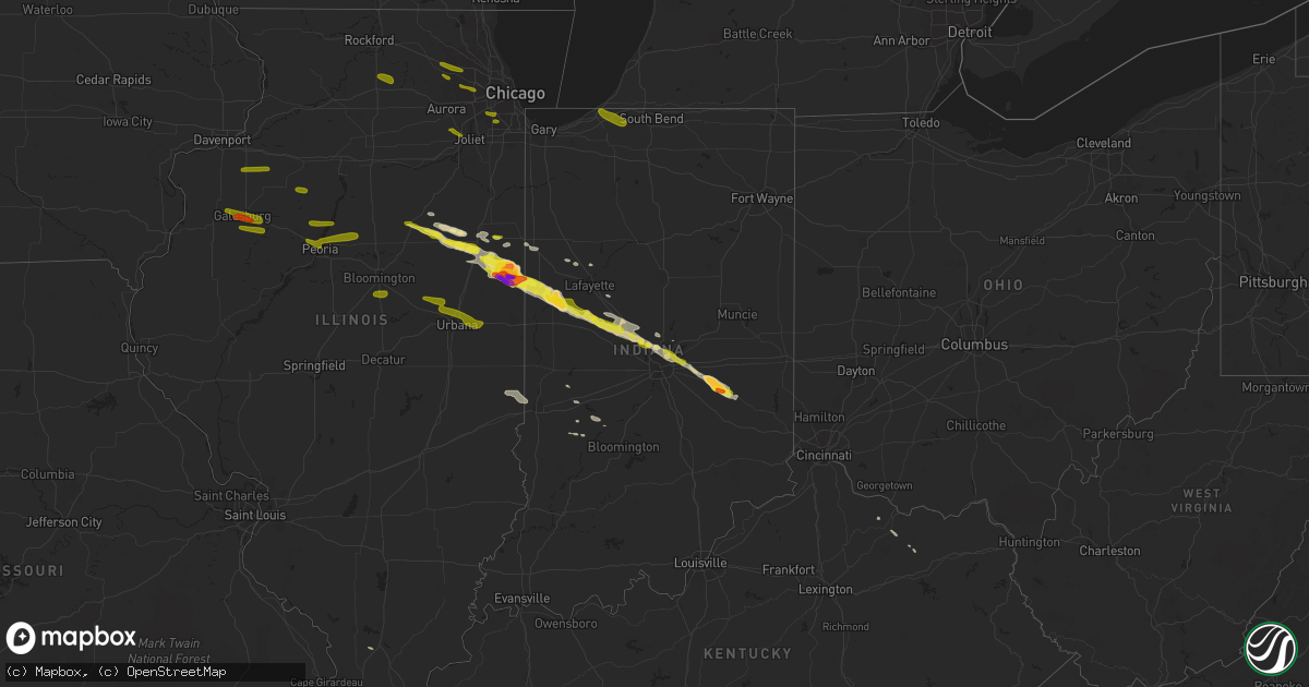 Hail map in Indiana on March 20, 2017