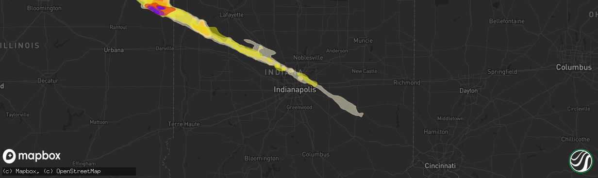 Hail map in Indianapolis, IN on March 20, 2017