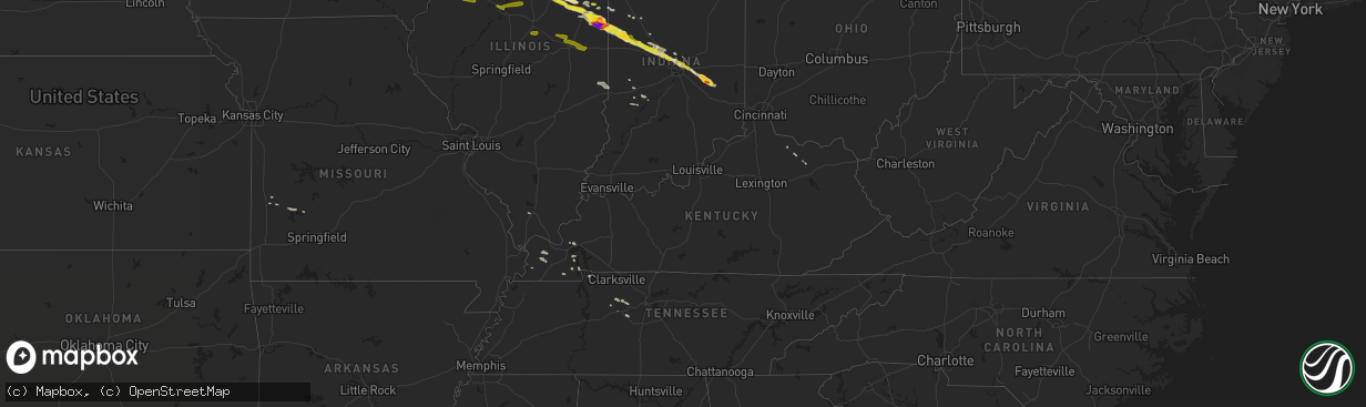 Hail map in Kentucky on March 20, 2017