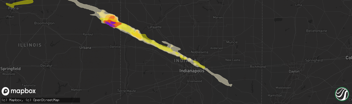 Hail map in Lebanon, IN on March 20, 2017