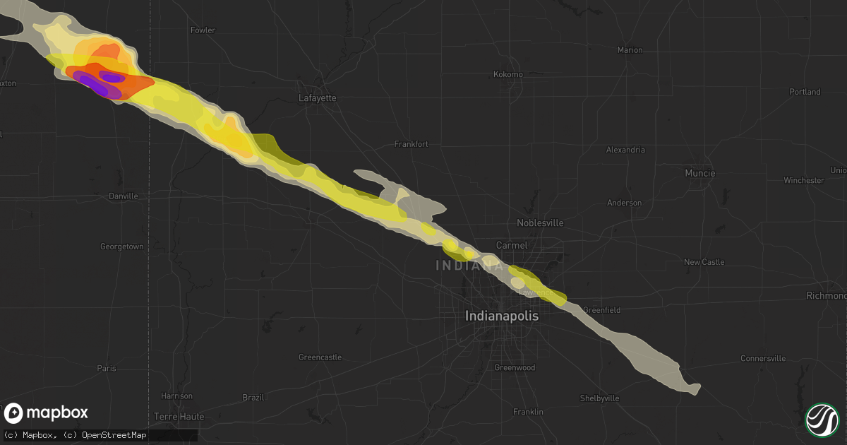 Hail map in Lebanon, IN on March 20, 2017
