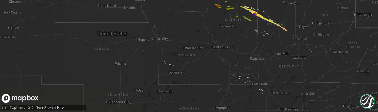 Hail map in Missouri on March 20, 2017