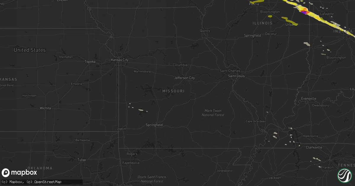 Hail map in Missouri on March 20, 2017