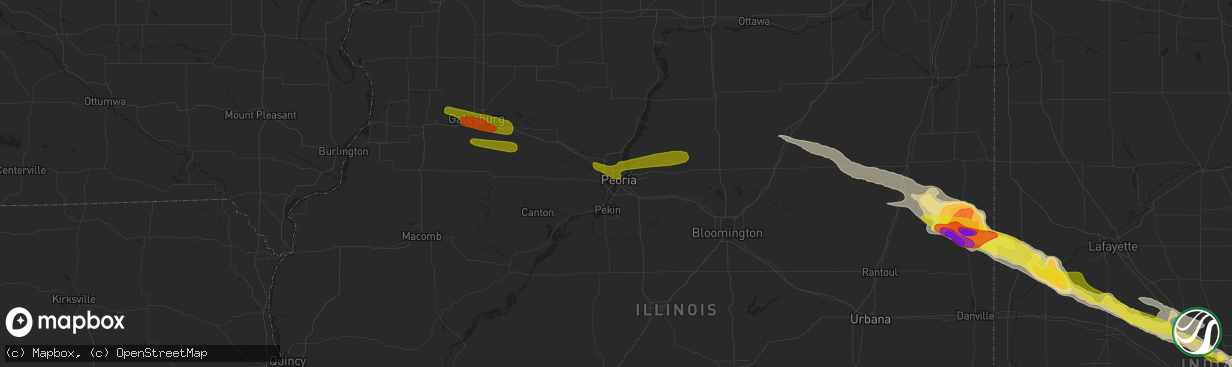 Hail map in Peoria, IL on March 20, 2017