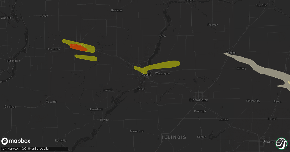 Hail map in Peoria, IL on March 20, 2017