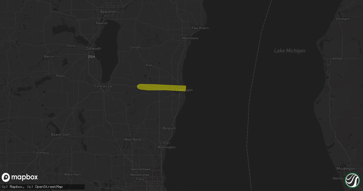 Hail map in Sheboygan, WI on March 20, 2017