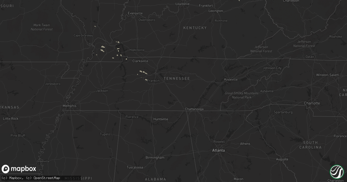 Hail map in Tennessee on March 20, 2017