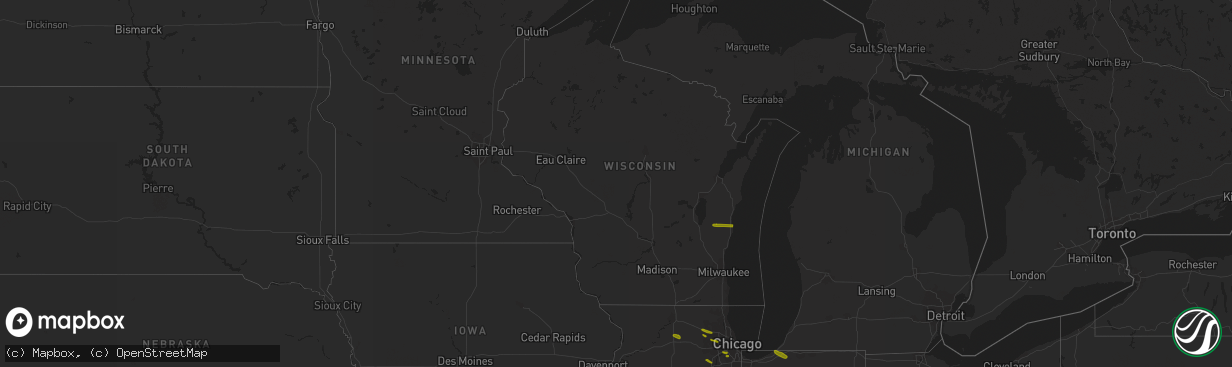 Hail map in Wisconsin on March 20, 2017