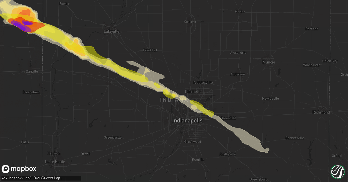 Hail map in Zionsville, IN on March 20, 2017