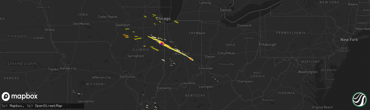 Hail map on March 20, 2017