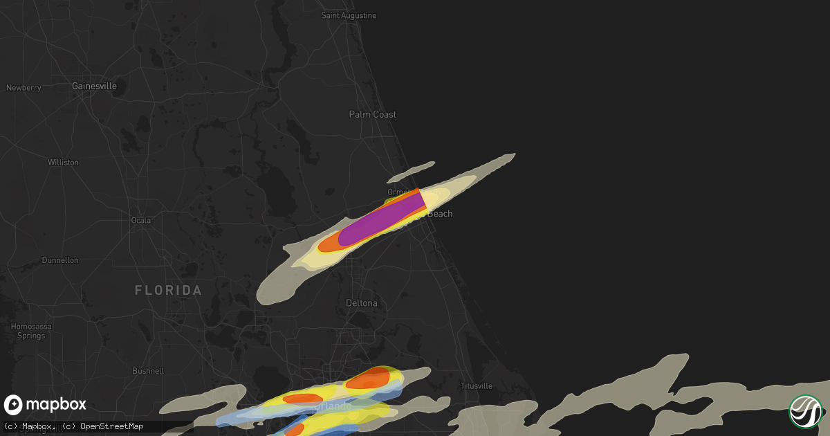 Hail map in Daytona Beach, FL on March 20, 2018