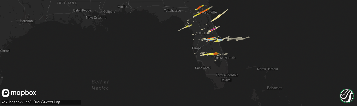 Hail map in Florida on March 20, 2018