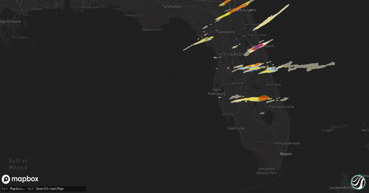 Hail map in Florida on March 20, 2018