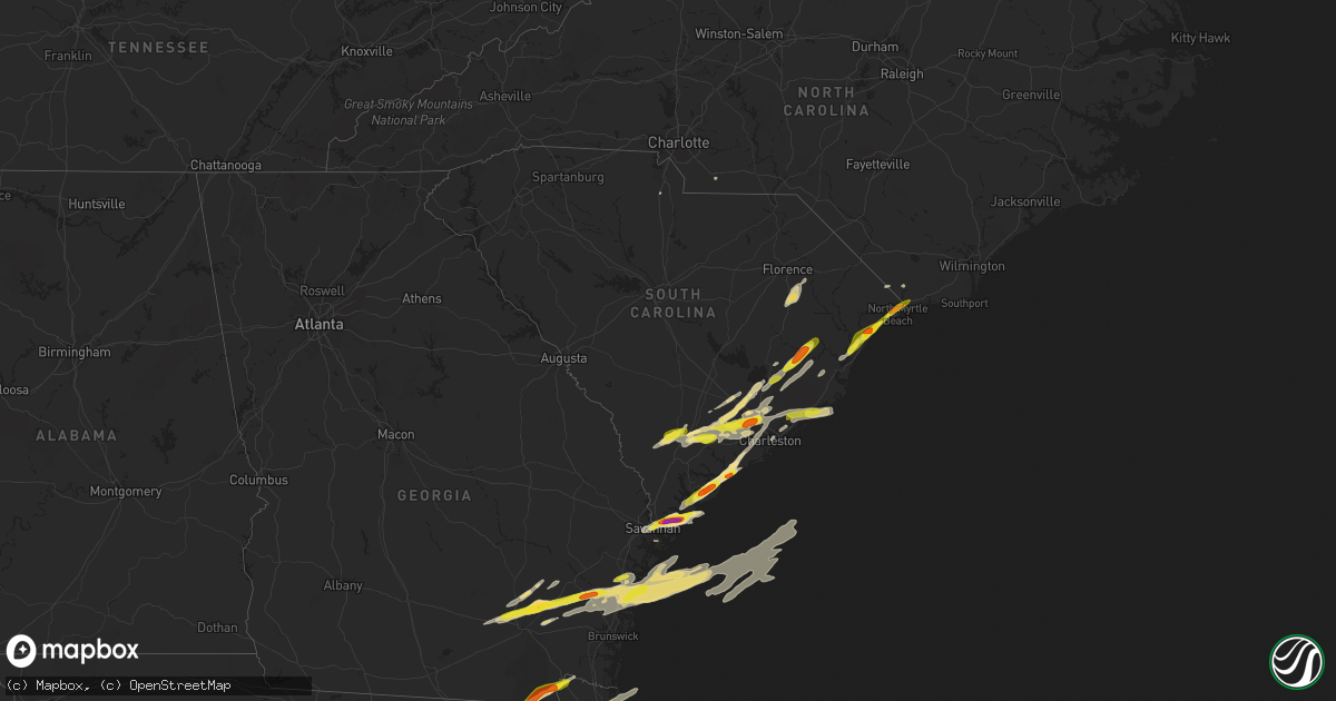 Hail map in South Carolina on March 20, 2018